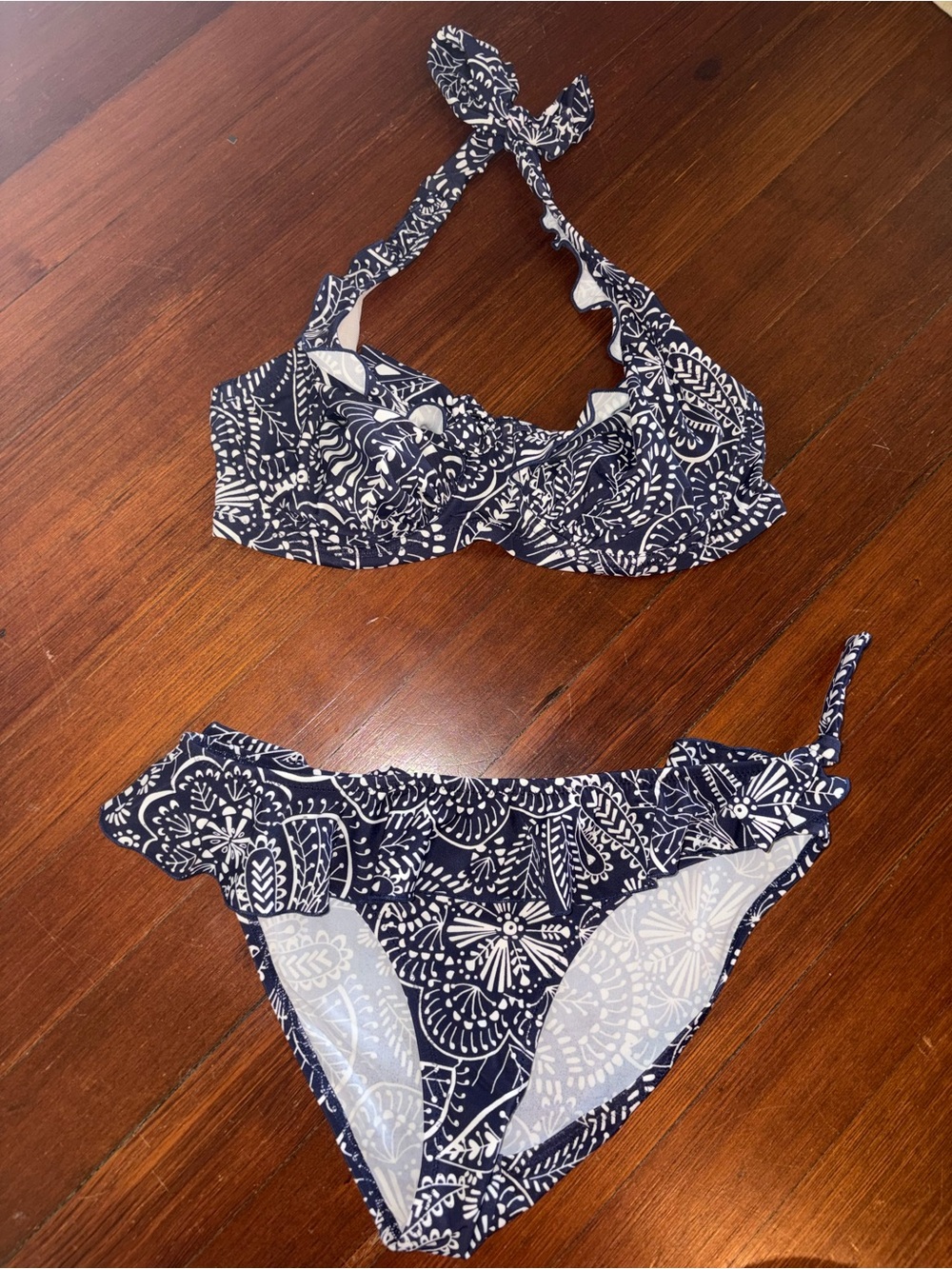 Pour Moi ruffle halter bikini top and ruffle bottoms